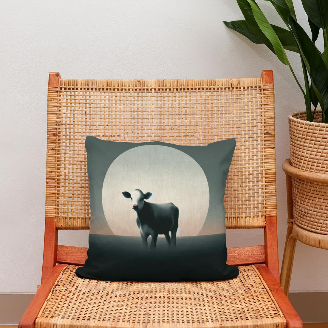 Minimalist Dusk Cow Cotton Cushion - Secondary Image 2
