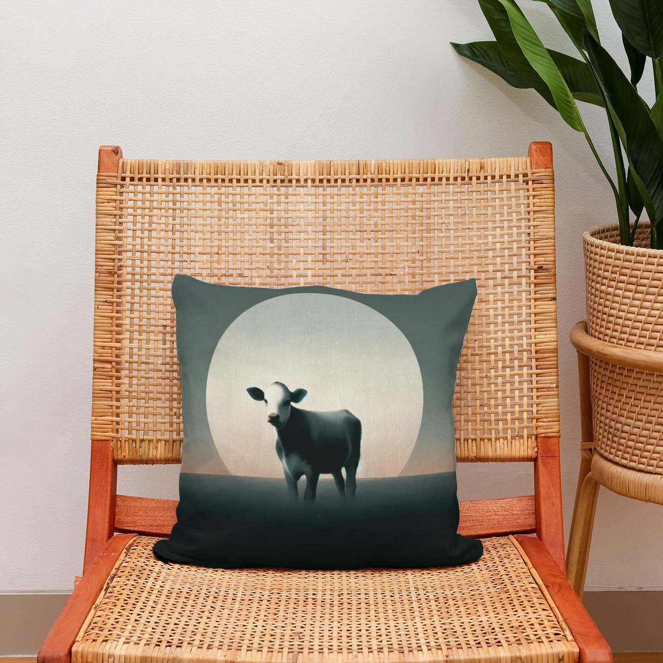 Minimalist Dusk Cow Cotton Cushion - Secondary Image 2
