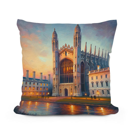 Cambridge King's College Chapel Dusk Impression Cotton Cushion - Main Image