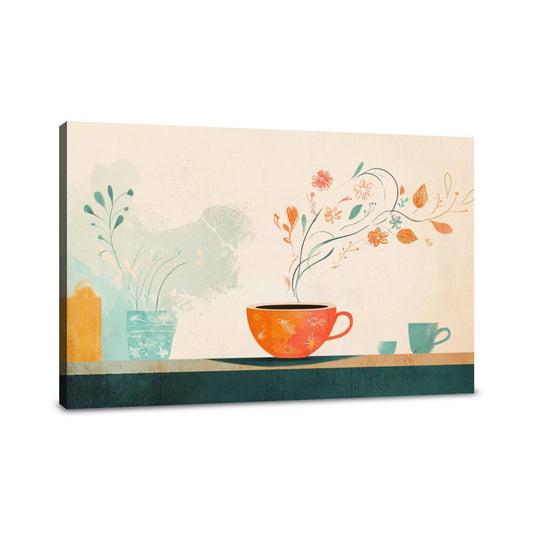 Floral Coffee Swirl Canvas - Main Image