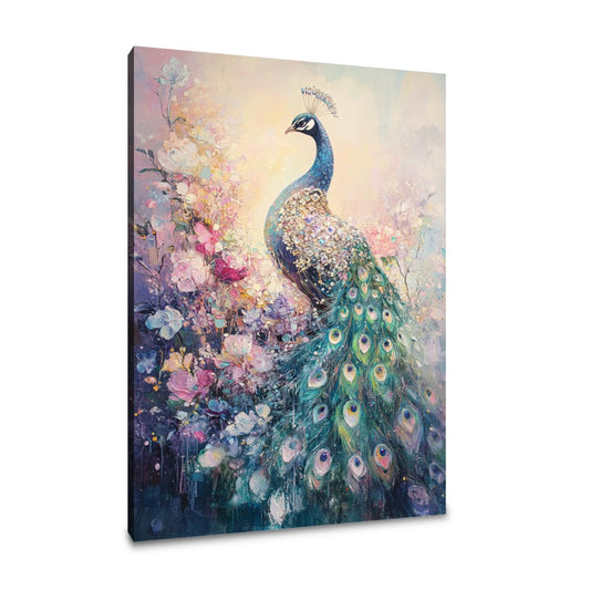 Jewel-Clad Peacock Canvas - Main Image