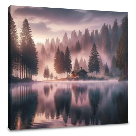 Dawn Lakeside Retreat Canvas - Main Image