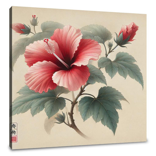 Elegant Hibiscus Blossom Canvas - Main Image