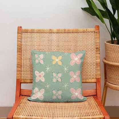 Pistachio Modern Folk Art Cotton Cushion - Secondary Image 2