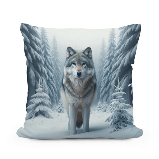 Winter's Sentinel Cotton Pillow - Main Image