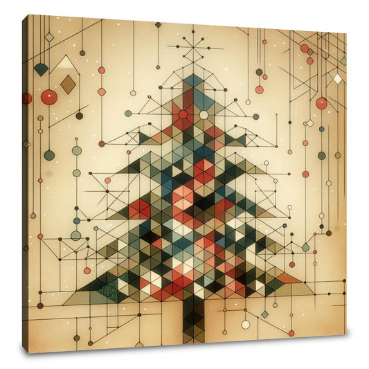 Geometric Festivity Christmas Tree Canvas - Main Image