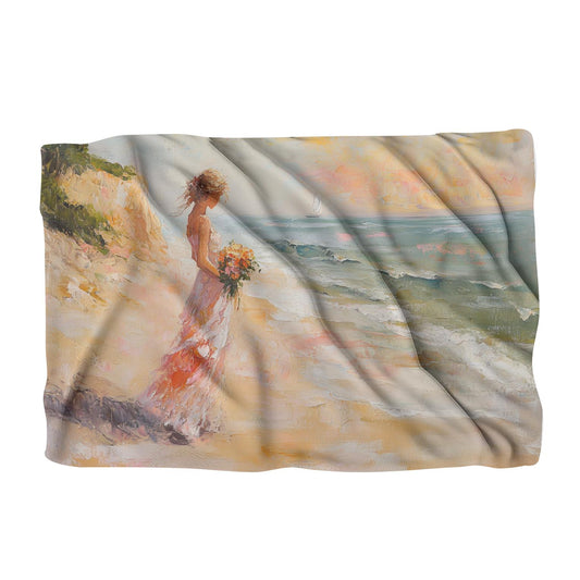 Melancholic Sunrise Shoreline Blanket - Main Image