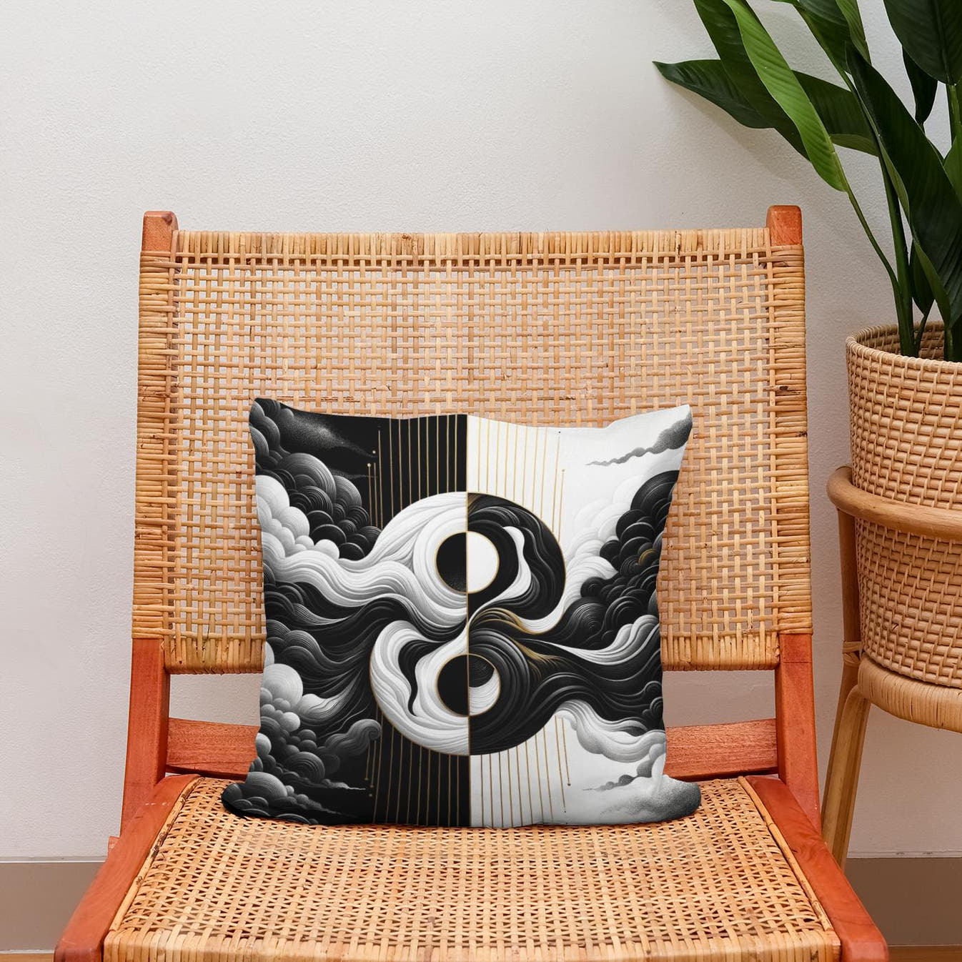 Harmony in Contrast Cotton Cushion - Secondary Image 2