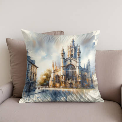 Cambridge St Mary's Watercolor Whisper Cotton Cushion - Secondary Image