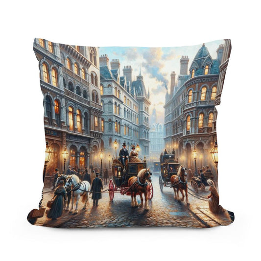 Victorian London Vista Cotton Cushion - Main Image