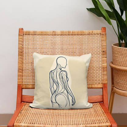 Elegance in Line: Human Contours Cotton Cushion - Secondary Image 2