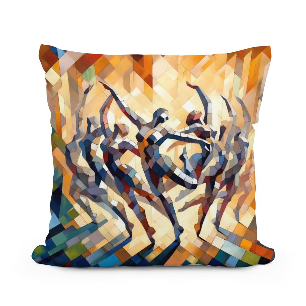 Rhythmic Dance Abstract Cotton Cushion - Main Image