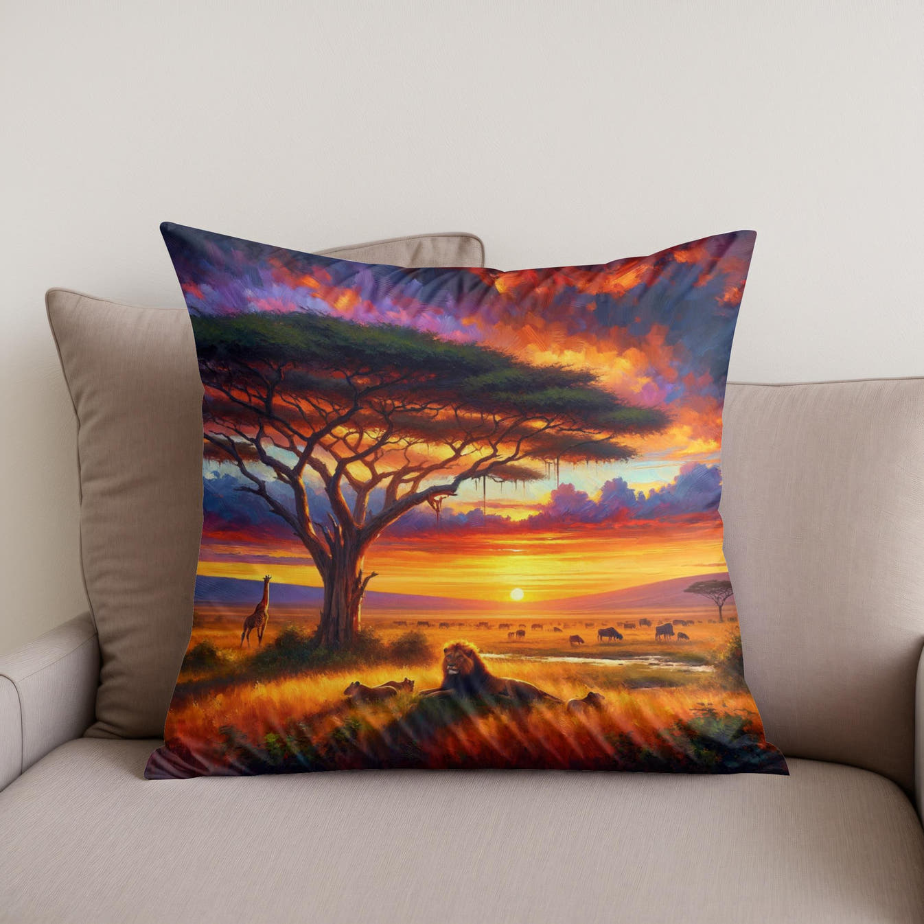 Serengeti Sundown Cotton Cushion - Secondary Image
