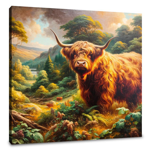 Victorian Highland Cow Majesty Canvas - Main Image