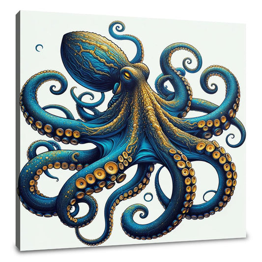 Oceanic Splendour: The Blue Octopus Canvas - Main Image