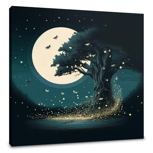 Moonlit Dance of the Fireflies Canvas - Main Image