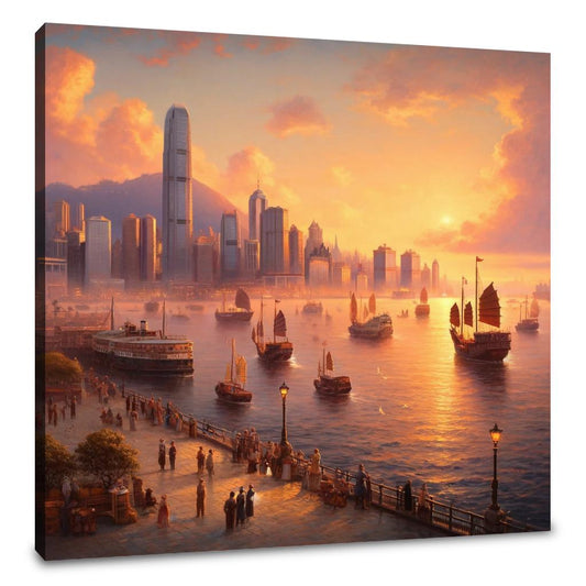 Sunset Over Victoria Harbour Canvas - Main Image