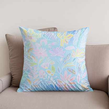 Pastel Folk Blossoms Cotton Cushion - Secondary Image