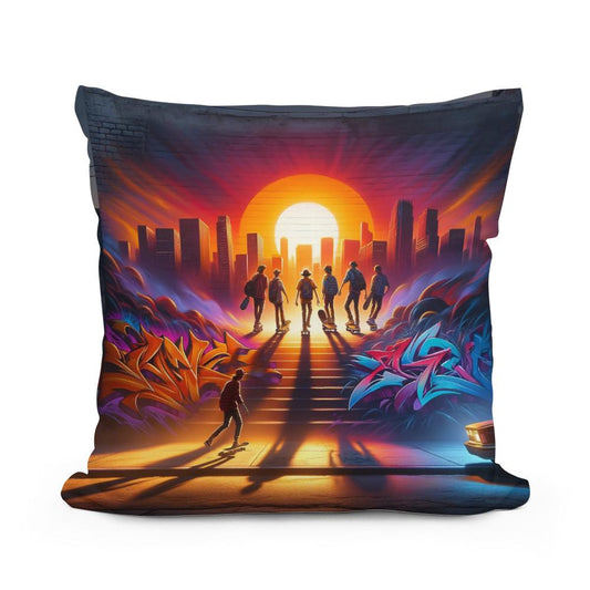 Sunset Skate Session Cotton Cushion - Main Image
