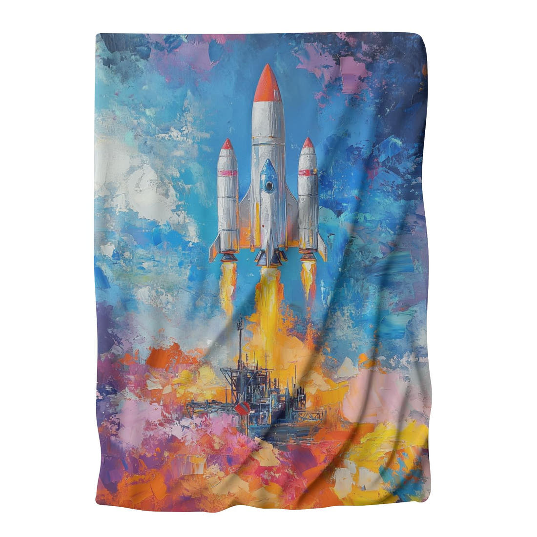Whimsical Rockets Blanket - Main Image