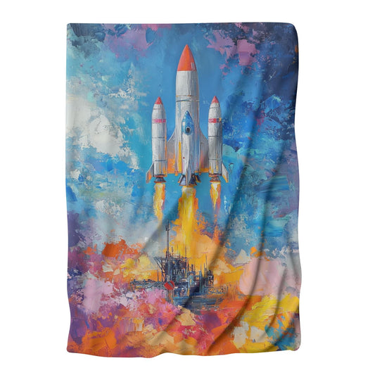 Whimsical Rockets Blanket - Main Image