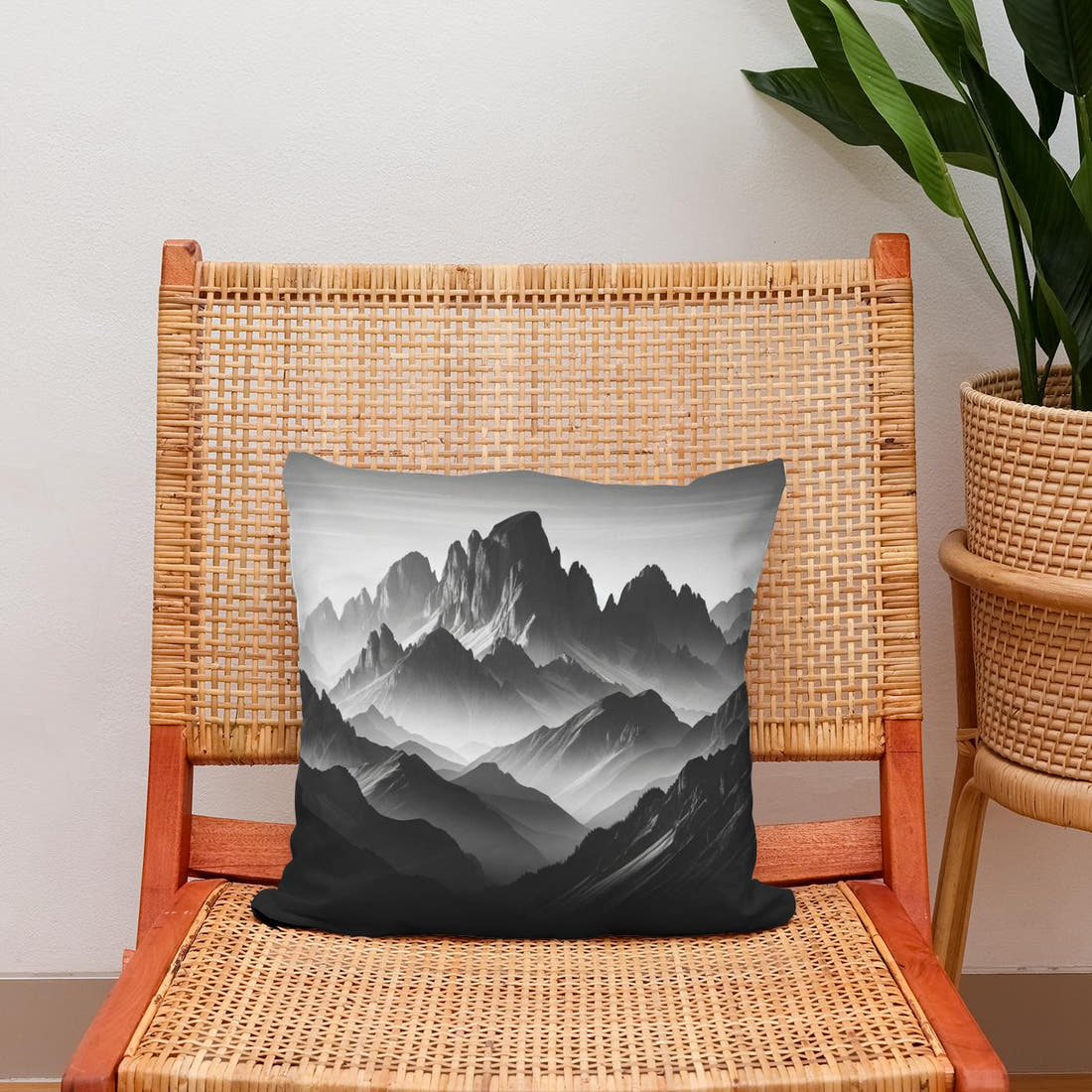 Dawn's Majesty: Mountain Silhouette Cotton Cushion - Secondary Image 2