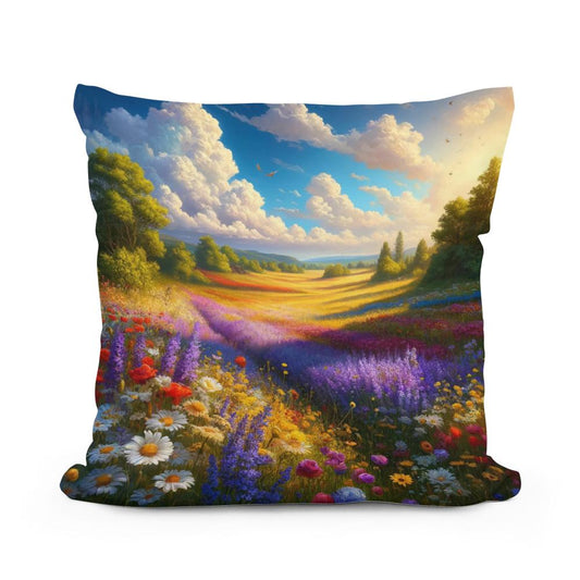 Meadow Whispers Summer Cotton Pillow - Main Image