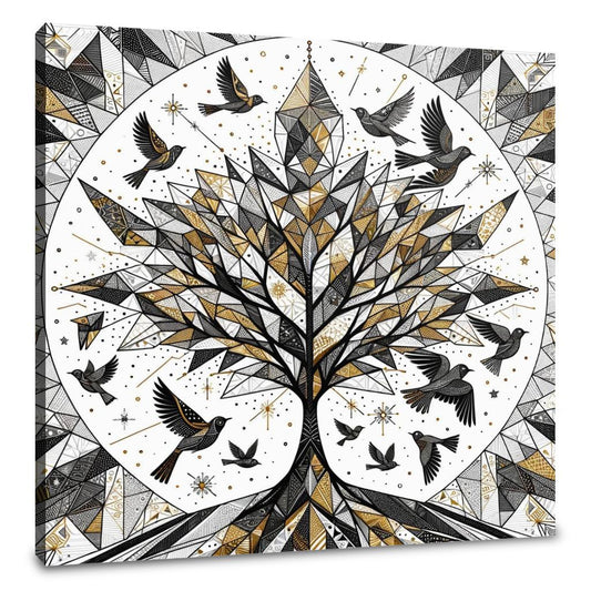 Golden Geometric Nature Canvas - Main Image