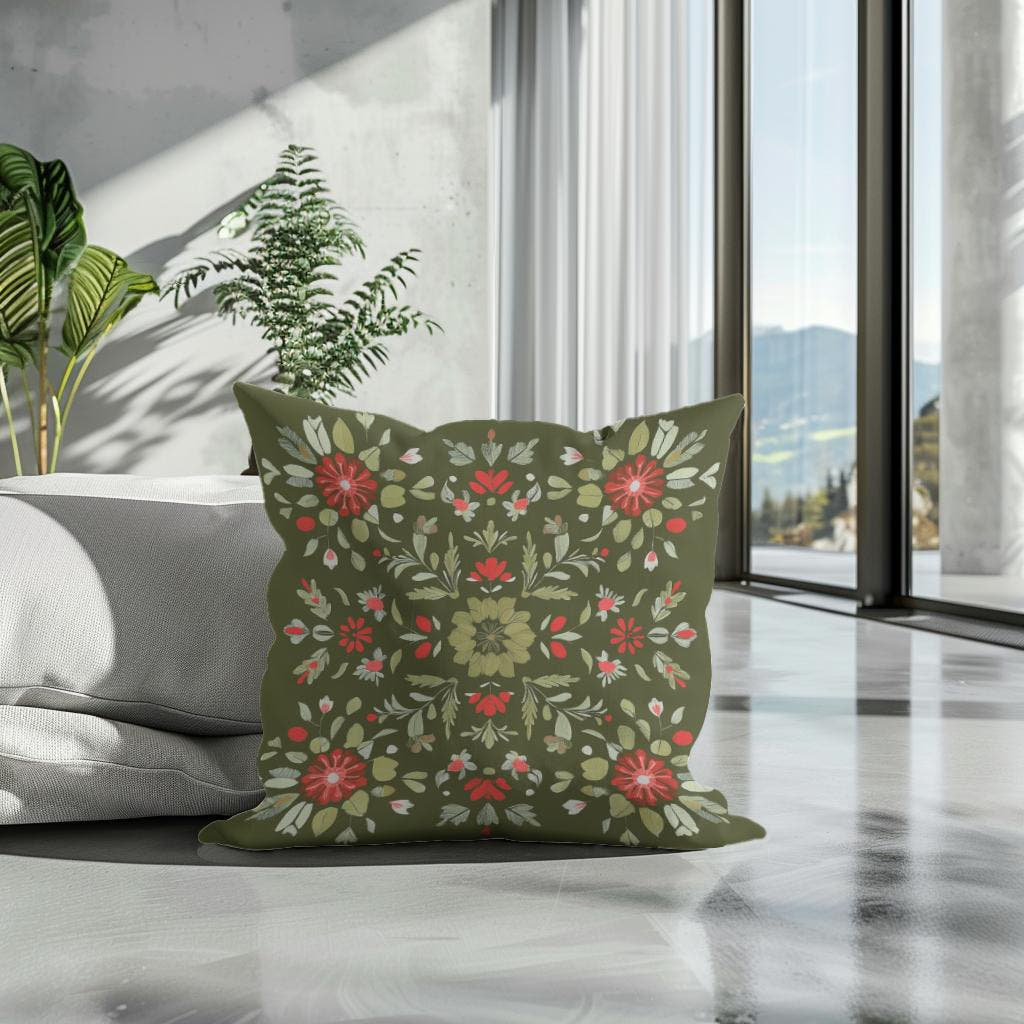 Olive Blossom Cotton Cushion - Secondary Image 3