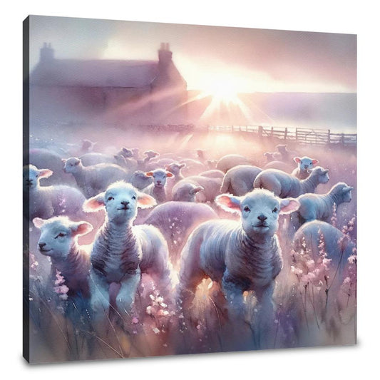 Dawn's Gentle Lambs Canvas - Main Image