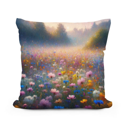 Wildflower Whispers Cotton Pillow - Main Image