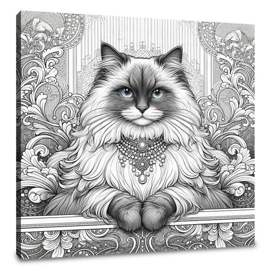 Glamour Ragdoll Line Art Canvas - Main Image