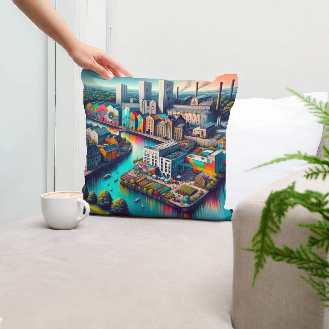 Newcastle Ouseburn Valley Creative Fusion Cotton Cushion - Secondary Image 5