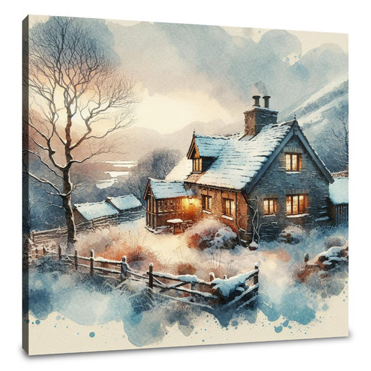 Winter's Embrace Cottage Canvas - Main Image
