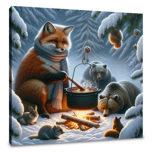 Solitary Winter Fox Canvas - Main Image