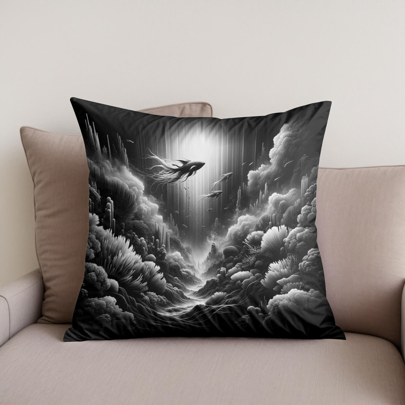 Mysteries of the Deep Cotton Cushion - Secondary Image