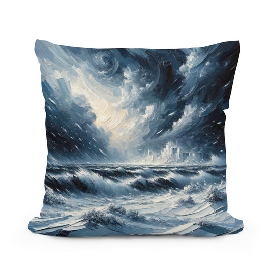 Winter's Fury Unleashed Cotton Cushion - Main Image