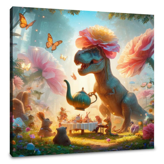 T-Rex's Garden Tea Party Canvas - Main Image