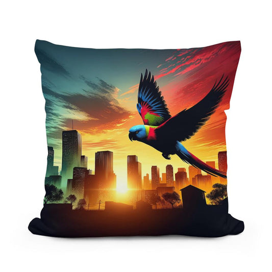 Urban Flight Silhouette Cotton Cushion - Main Image