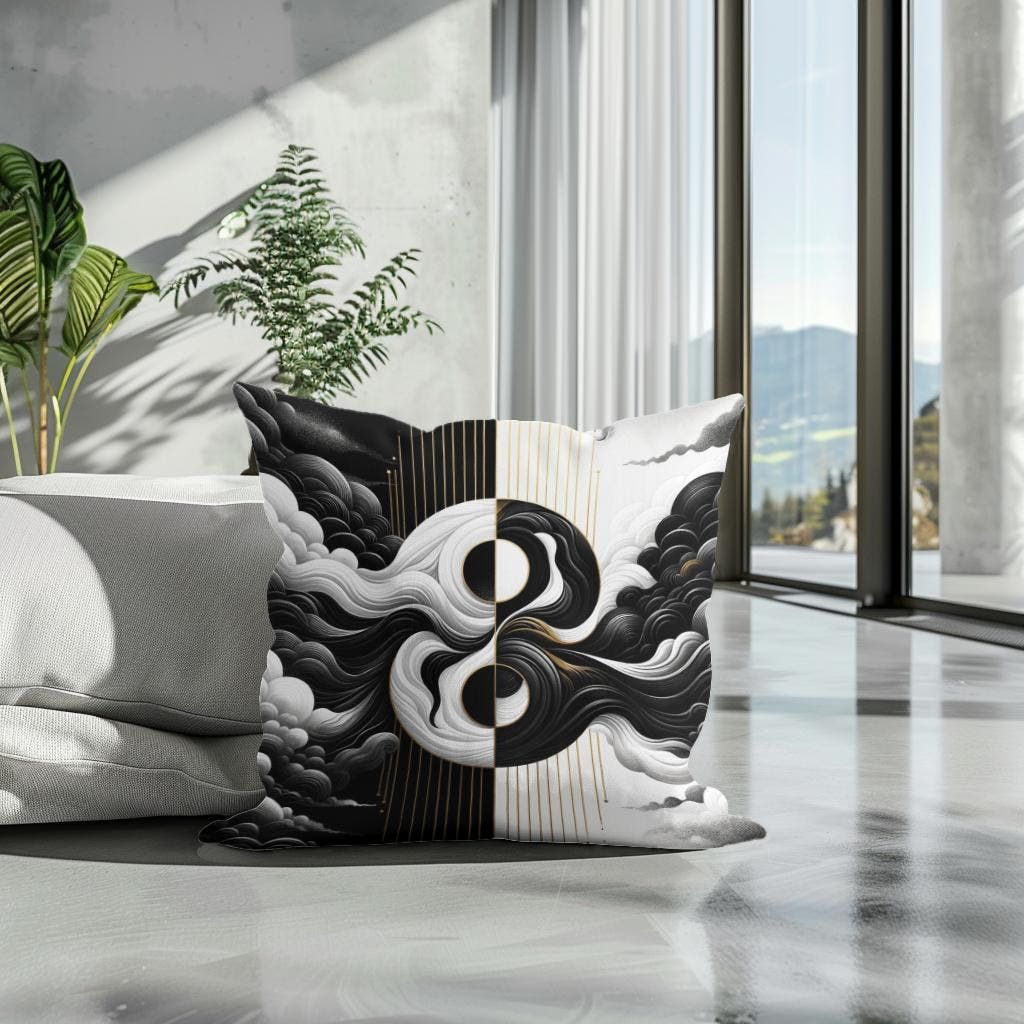 Harmony in Contrast Cotton Cushion - Secondary Image 3