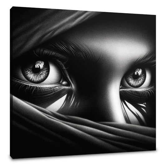 Mystery Gaze: Shadowed Eyes Canvas - Main Image