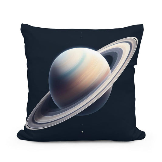 Saturn's Ringed Elegance Cotton Cushion - Main Image