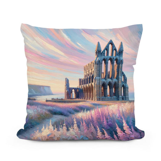 Whitby Abbey Sunrise Cotton Pillow - Main Image