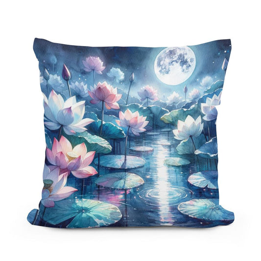 Moonlit Lotus Serenity Cotton Cushion - Main Image