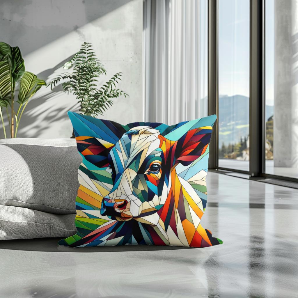 Cubist Contrast Cow Cotton Cushion - Secondary Image 3