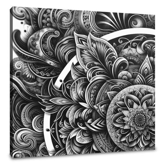 Inked Grace: Silver Line Elegance Canvas - Main Image