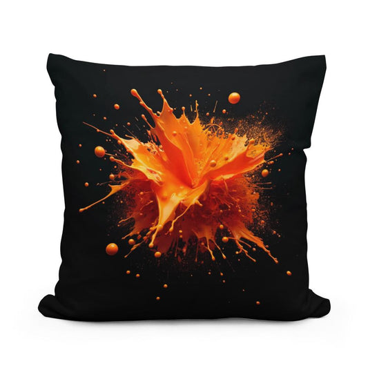 Vibrant Orange Splash Cotton Pillow - Main Image