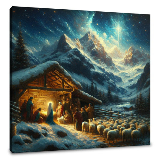 Nativity Serenity Mountain Canvas - Main Image