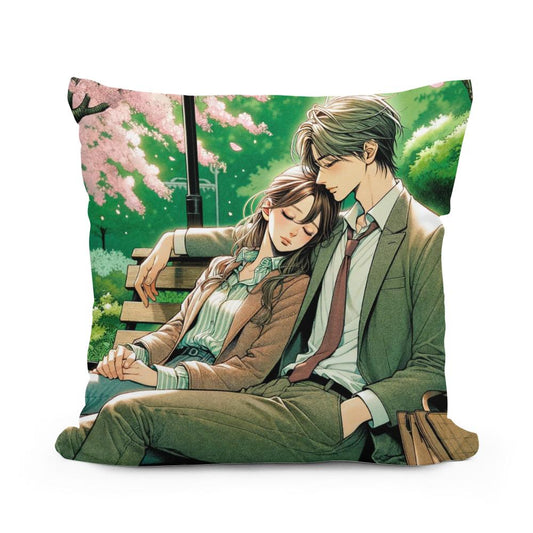 Cherry Blossom Embrace Cotton Cushion - Main Image