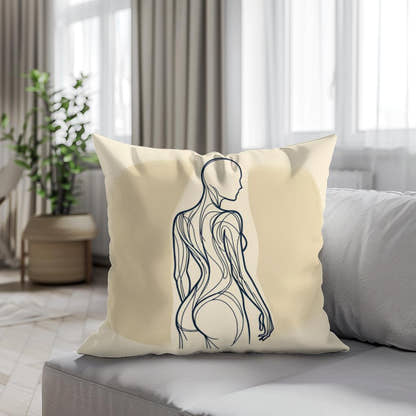 Elegance in Line: Human Contours Cotton Cushion - Secondary Image 4